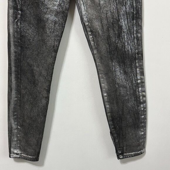 FRAME Le High Skinny Crop Pants 24 Chrome Noir Skinny Party Lyocell Club FLAW? - Picture 2 of 10